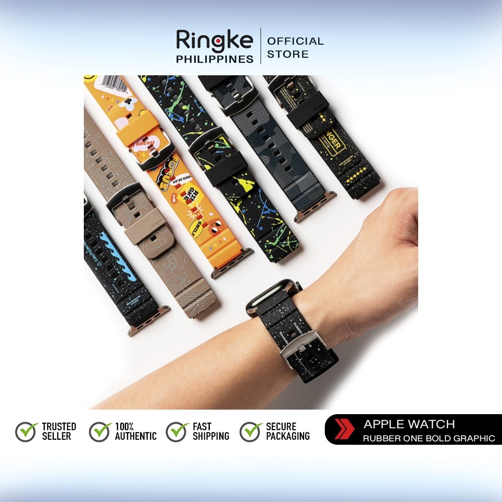 Ringke Rubber One Band BOLD GRAPHIC Strap สําหรับ Apple Watch 42mm, 44mm, 45mm, Apple Watch Ultra 49