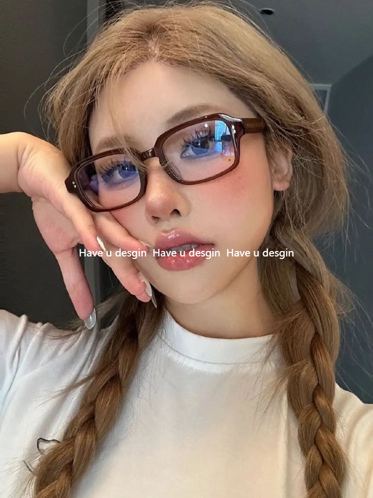 มี ยู desgin ย้อนยุคยุโรปสไตล์อเมริกันกรอบเล็กกรอบแว่นตารูปไข่สไตล์ญี่ปุ่นแว่นตาแบนป้องกันแสงสีฟ้าสายตาสั้นแว่นตาหญิงรอบใบหน้ากรอบสี่เหลี่ยมเล็กๆ
