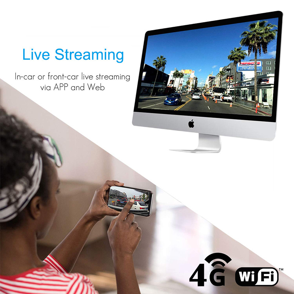 Dash Jimi 4G Cam JC400P With Live Stream HD 1080P Dual Cameras Built-in GPS Wifi Hotspot Support Mu