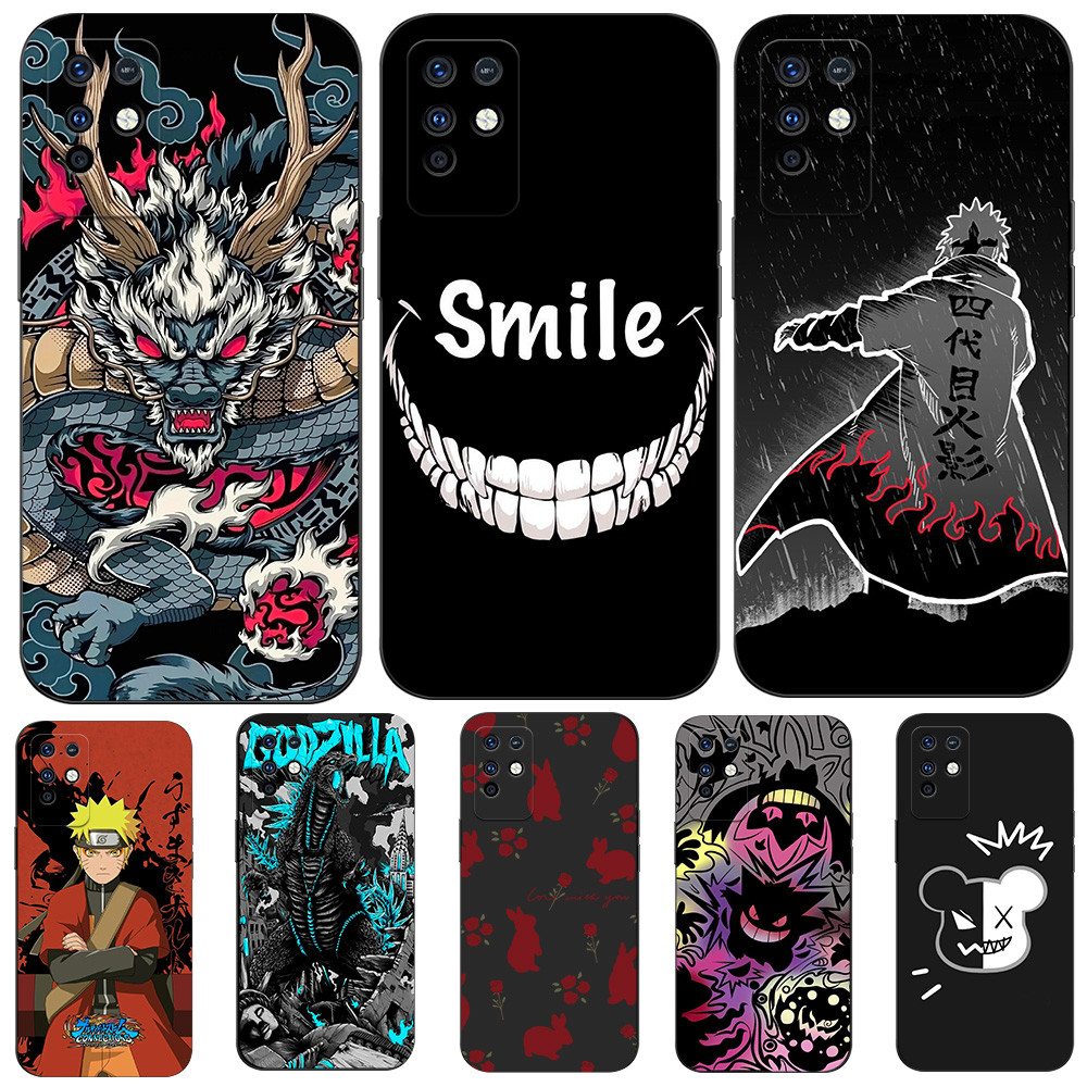 เคสสําหรับ INFINIX NOTE 10 X693 Silicon Phone Back Cover เคส tpu สีดํา ยิ้ม