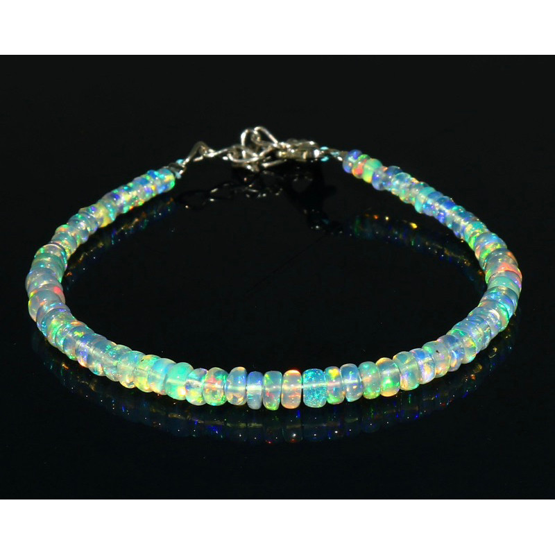 Natural Opal Bracelet| Natural Ethiopian Opal Beaded Bracelet| AAA+ Smooth Opal Bracelet| Welo Fire