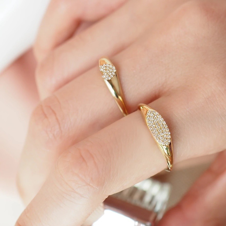 Grace Fine Jewelry แหวนทองแท้ 9K ซิกเนท Heart