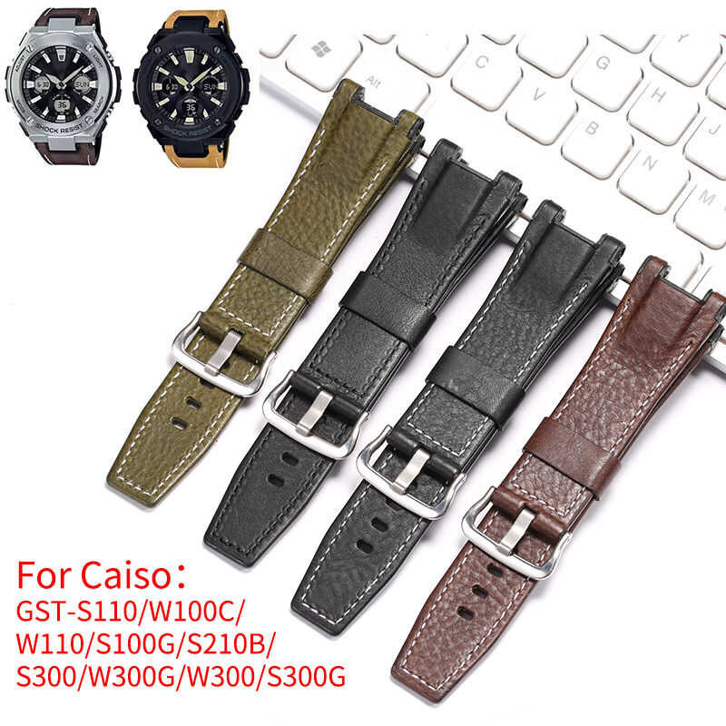 ❤ สายหนังเหมาะสำหรับ G-Shock Gst-S110/W100c/W110/S100g/S210b/S300/W300g/W300/S300g อะไหล่สำหรับ