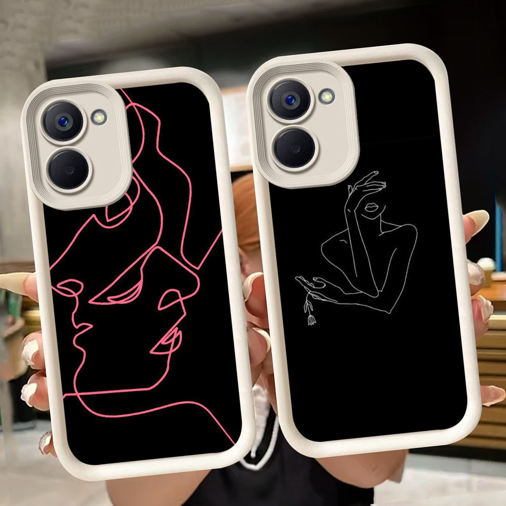 ปลอกอ่อนสําหรับ VIVO Y36 Y28 Y17S Y18 Y03t Y03 Y18i Y27 Y28s V60 5G Y27s สีขาว Q68 Simple One Line