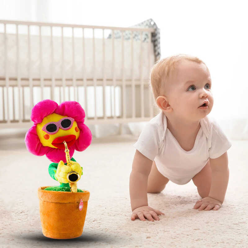Cactus ของเล่นเด็กร้องเพลงและเต้นรำ Sunflower Toy จำลองการเต