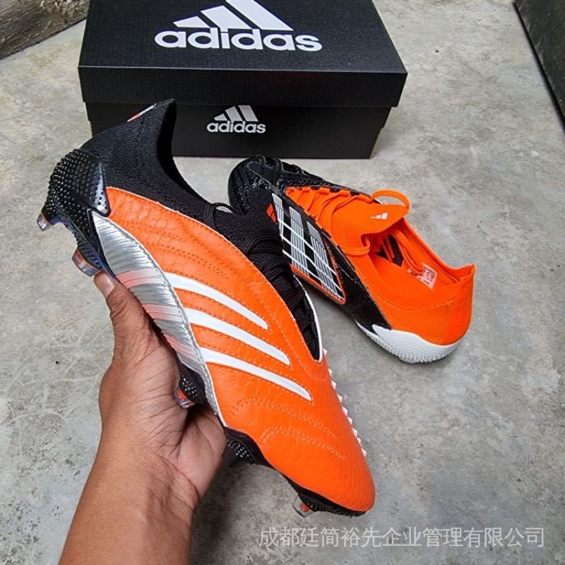 รองเท้าฟุตบอล Adidas Predator archive สีส้มสีดํา chrome FG รองเท้าฟุตบอลกลางแจ้งรองเท้าผู้ชายรองเท้า