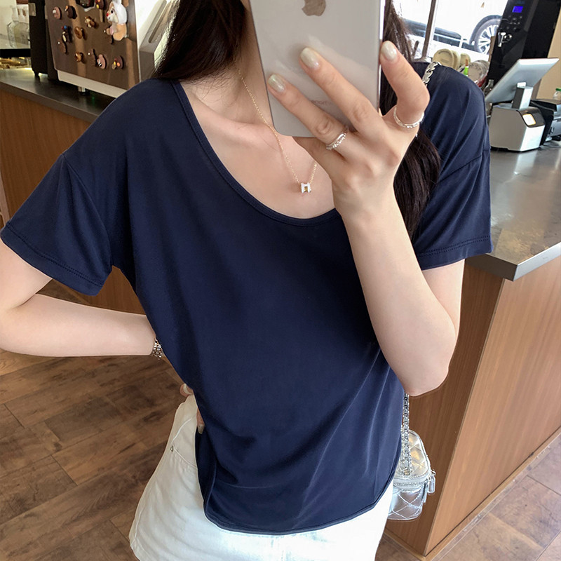 76328 Modal Skin-Friendly Soft เสื้อยืดแขนสั้นด้านบน