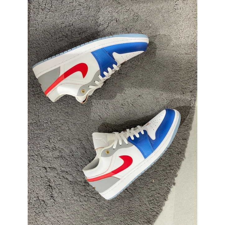 ♞,♘,♙(ของแท้ 100%) Nike Air Jordan 1 Low Philippines White Blue Red