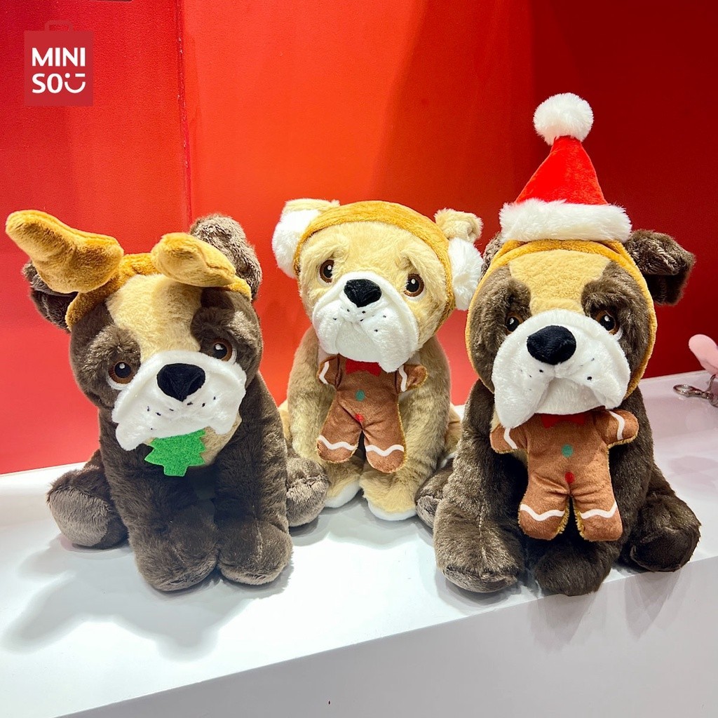 MINISO ตุ๊กตาน้องหมา ขนาด 9 นิ้ว Christmas Dog Plush Toy