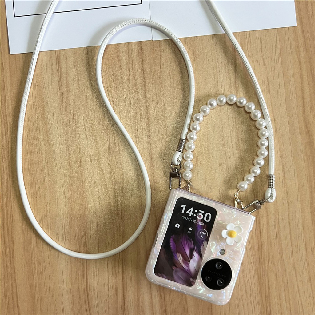 หรูหราcrossbody Lanyardสายหนังเป็ดเคสโทรศัพท์พร้อมสร้อยข้อมือมุกสําหรับค้นหาN2 Flip N2Flipค้นหาN3 Flip N3Flipปกหลัง