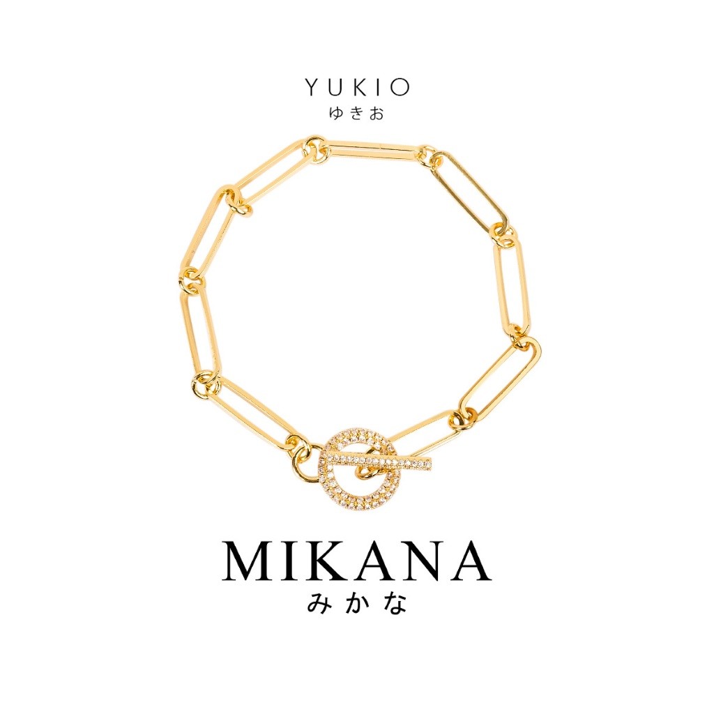 Mikana Toggle Gold Plated Yukio Chain Link Bracelet อุปกรณ์เสริมเครื่องประดับสําหรับผู้หญิงสร้อยข้อม