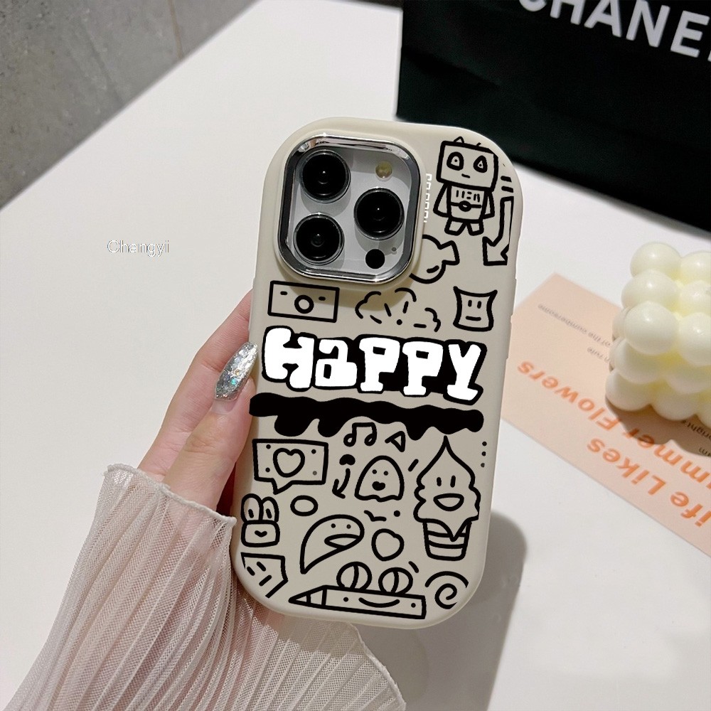 สีดําเรียบง่ายกราฟฟิตีกรอบโลหะจังหวะไขมัน Vivo IQOO U3 IQOO U3X 5G ทนทานต่อแรงกระแทก