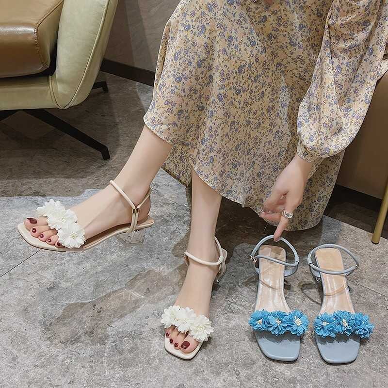 Fashion Large Size Womens Shoes 2024 Block Heels High Sandals Female Big Chunky Low New High-heeled