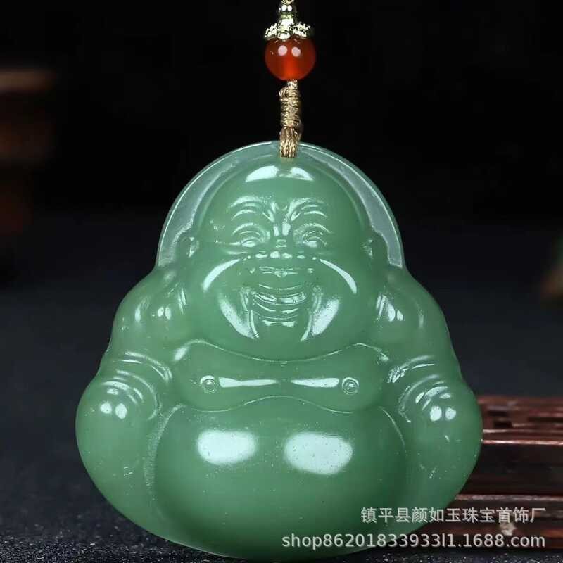 ธรรมชาติ Dongling หยก Guanyun พระพุทธรูปจี้ จี้หยกธรรมชาติ Bigreen Maitreya พระพุทธรูป Guanyun สินค้