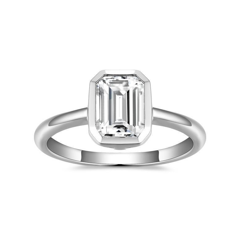 2ct Emerald Cut Moissanite Diamond D/VVS1 Ring