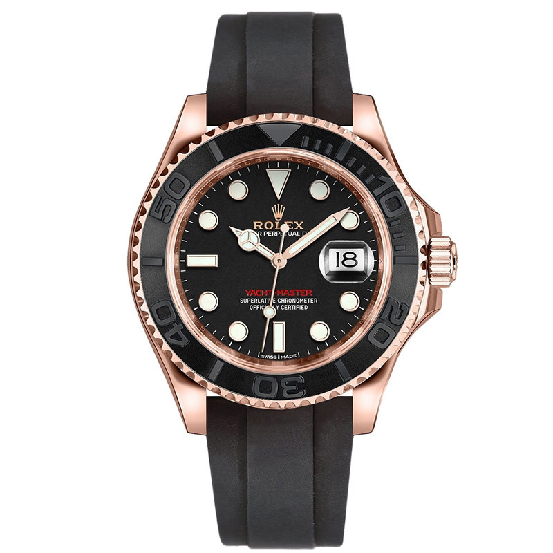 Rolex [ใหม่] Rolex Watch ผู้ชายผู้หญิง Yacht รุ่นที่มีชื่อเสียง 18K Rose Gold นาฬิกากลไกอัตโนมัติ26