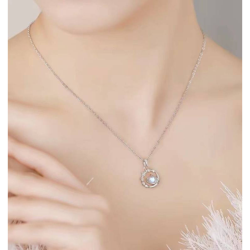 999 Sterling Silver Necklace for Women Ins Light Luxury Niche Design Sterling Silver 999 Non-Fading