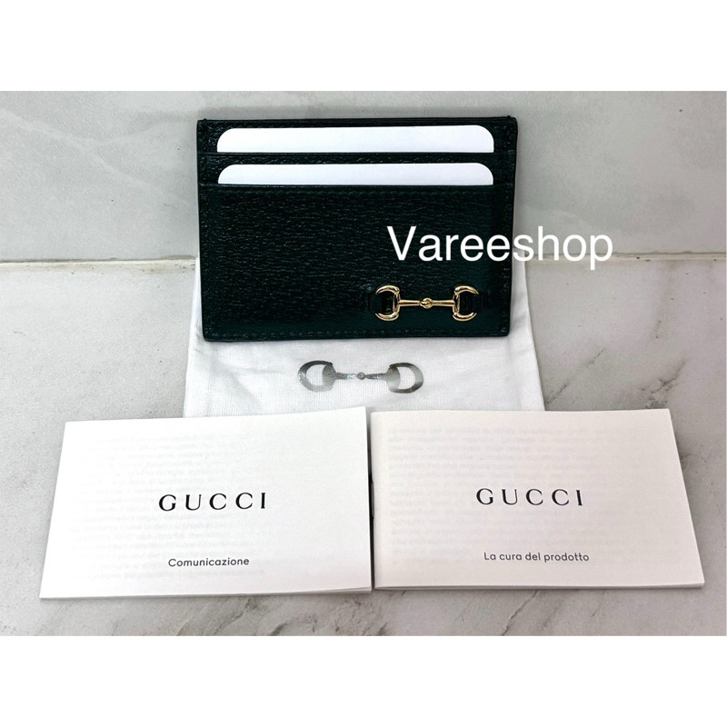 used once Gucci - Horsebit Card Case สี Dark Green