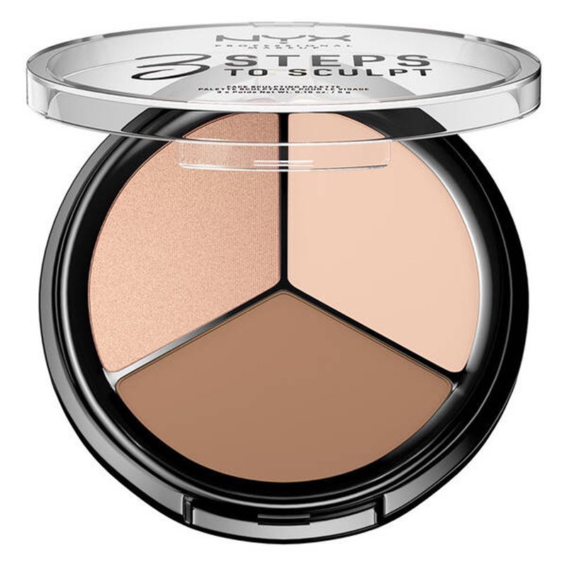 NYX 3 STEPSXianmu แป้งซ่อมแซมสามสีในหนึ่งเดียวเงาจมูกเงาสามในหนึ่งบลัชออนแผ่นซ่อมแซมไฮไลท์ 7SKW