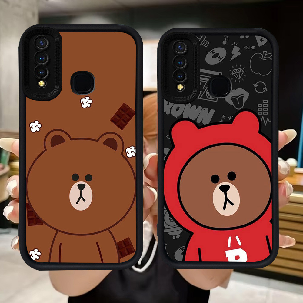 Q9 หมีสีน้ําตาลปลอกอ่อนสําหรับ VIVO Y30 Y50 Y19 V9 Y95 Y93 Y12 Y91 Y30i Y15 Y17 Z1 Pro Y91C