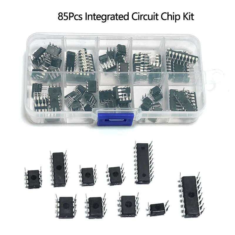 85 ชุดวงจรรวม ชิ้น ชิป IC 10 ค่า NE555 LM324 LM393 UA741 ULN2803 LM358 LM386 NE5532 ULN2003 PC817