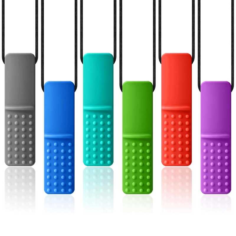 ❤ Chewy สร้อยคอสำหรับ Sensory เด็ก,6แพ็คซิลิโคน Teething Oral Motor Aids สร้อยคอสำหรับก้าวร้าว