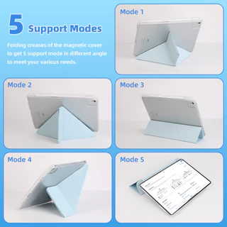 GOOJOODOQ เคส iPad แบบพับได้ 5-in-1 มุมมองหลายมุมช่องเสียบปากกาป้องกันการสูญหายฝาครอบ TPU กันน้ําป้องกันมุม