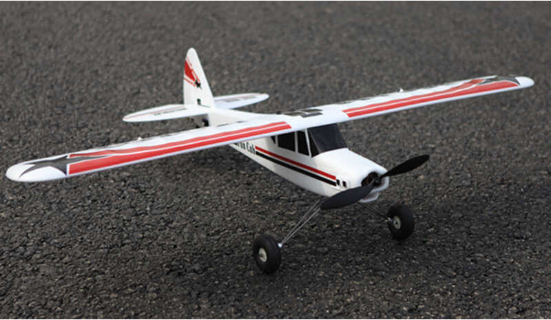 ➧ 1.1M J3 Fun Cub EPO เทรนเนอร์เครื่องบิน RC สีแดงสีฟ้าตัวเล