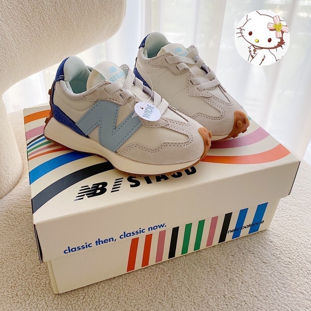 New Balance 327 สีสันรองเท้าเด็ก MS327 Series NB327 เด็กวัยกลางคนเด็กใหญ่รองเท้าลําลองรองเท้ากีฬารอ