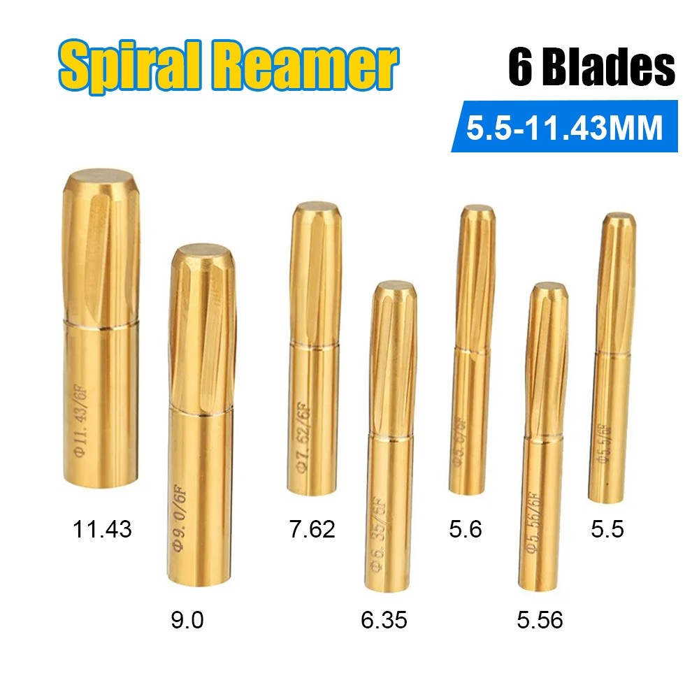 6 ขลุ่ย Spiral Reamer 5.5 มม. 5.56 มม.5.6 มม.6.35 มม.7.7.13 มม. Helical เครื่อง Chamber 5.5-11.43 มม