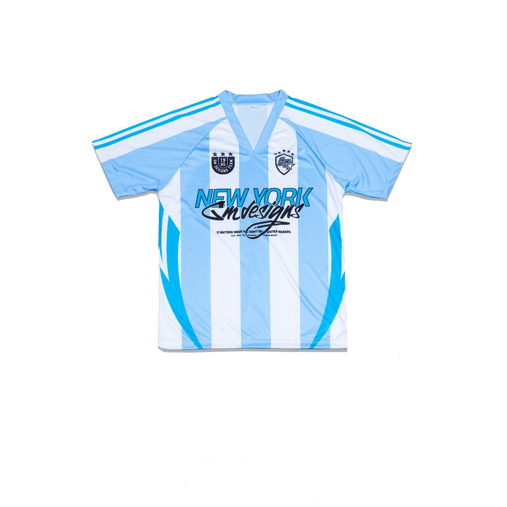 เสื้อคอวี NSB-16-6 style sport and street เป็นงานพิมพ์ sublimation ลายริ้ว