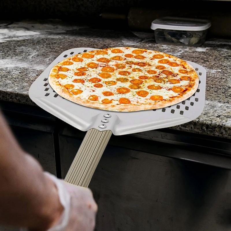 Inch Rectangular 14 Shovel,Perforated Paddle Aluminum Pizza Peel,Pizza Tool For Baking Peel,