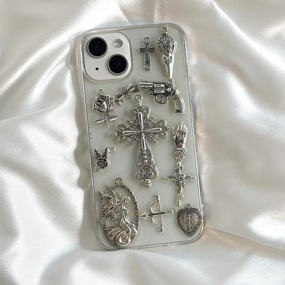 หรูหรา 3D Diablo Silver Cross Glitter เคสโทรศัพท์สําหรับ Iphone 15 14 Pro Max 11 12 13 Plus กันน้ํากันกระแทกโทรศัพท์ฝาหลัง - รูปที่ 2