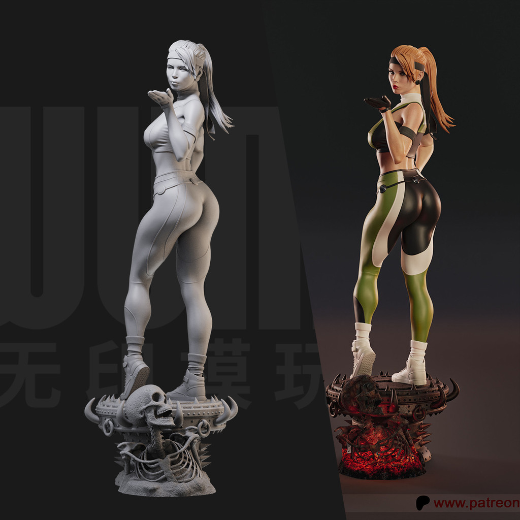 [โมเดลอนิเมะ] 1/24 Blade Sonia Mortal Kombat 18 Scale GK White Model Figure 3D Printing Soldier Mode