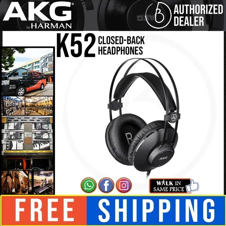Akg K52 หูฟังบันทึกสตูดิโอแบบปิดด้านหลัง, หูฟังแบบครอบหูสําหรับดนตรีและการเล่นเกม