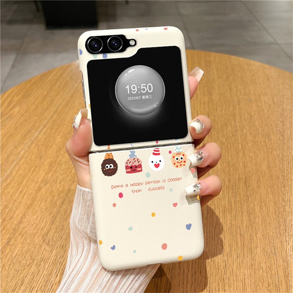 เกาหลีน่ารัก Wave Point บิสกิตโปร่งใสสีเหลืองสีดําสําหรับ Samsung Galaxy ZFlip 6 ZFlip 5 ZFlip 6 ZFl