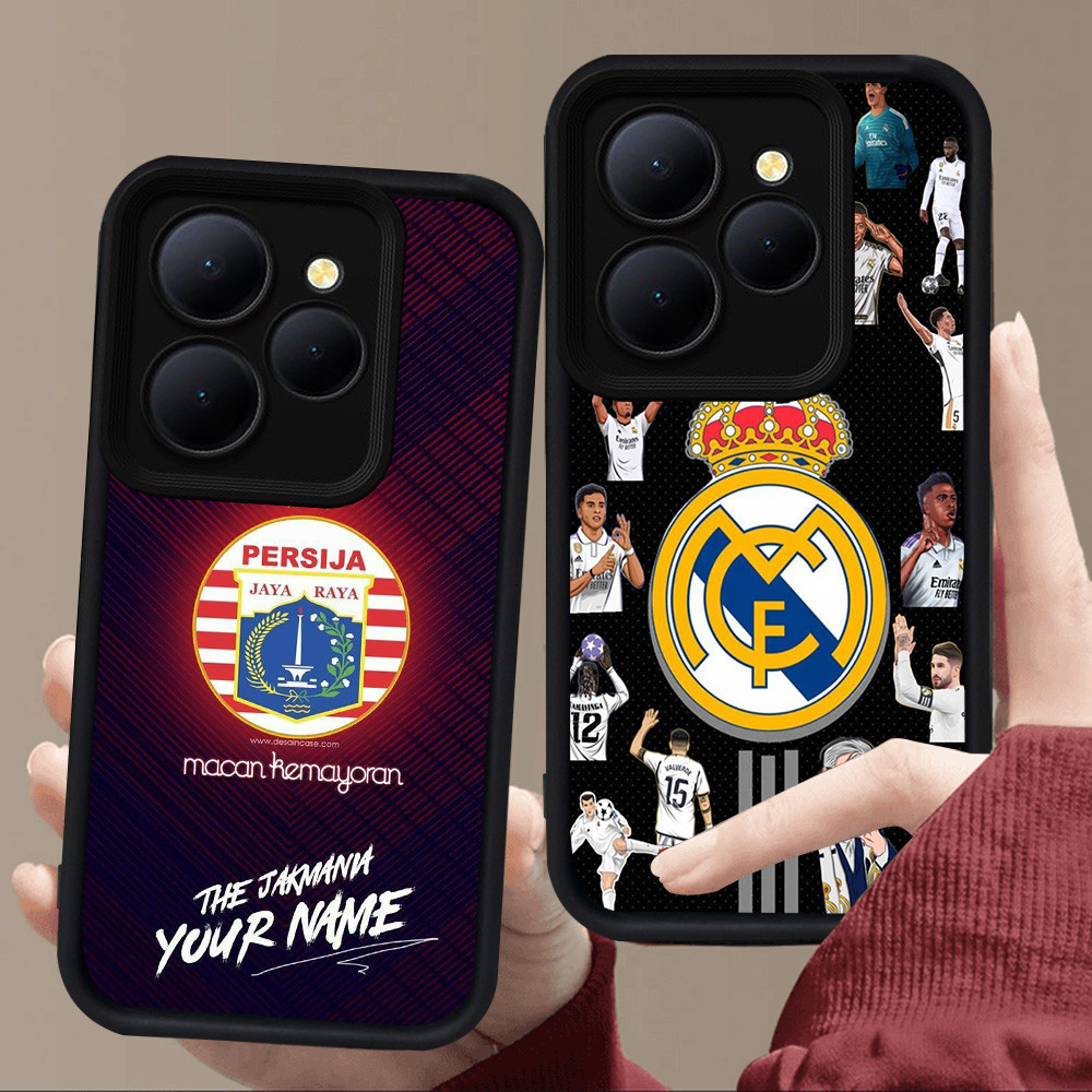 E62 แฟชั่นฟุตบอล FC สําหรับซิลิโคนสีดํา ITEL S23 A70 A80 A90 RS4 P65 A50 P55 5G