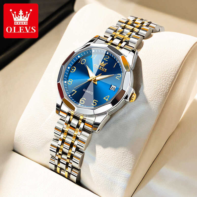 ❤ OLEVS 9970 Quartz Waterproof Watch For Fashion Stainless Steel Band Women Wristwatches Calend