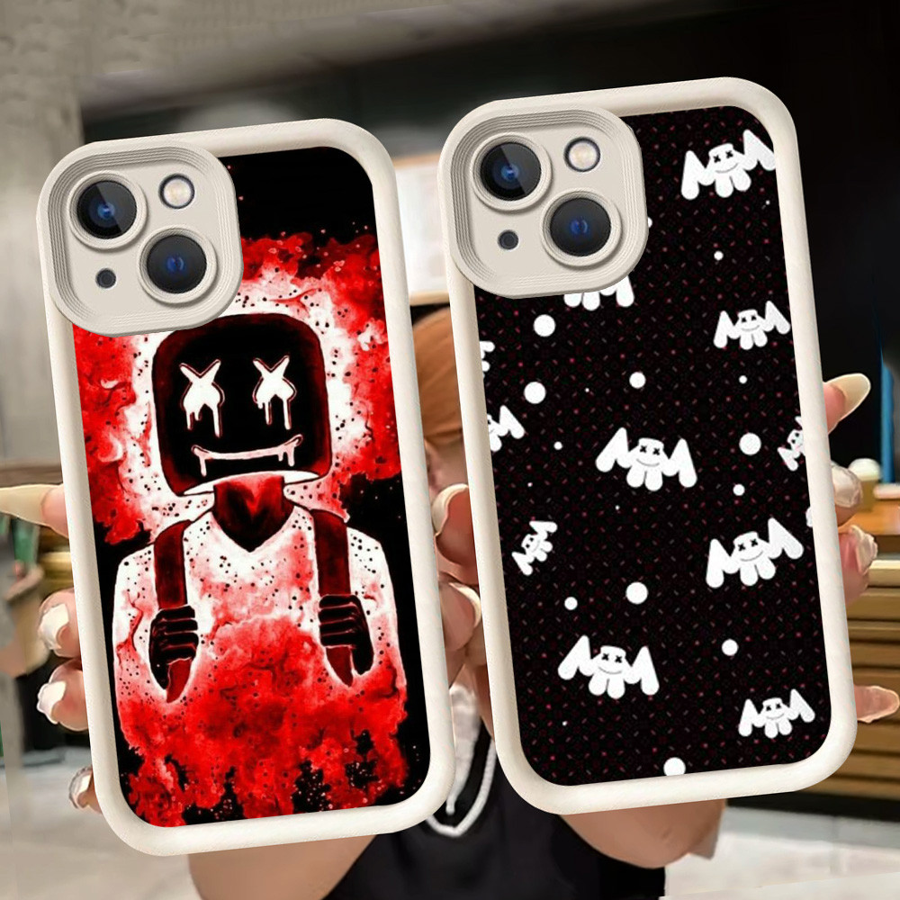 เคสนิ่มสําหรับ iPhone 7 14 8 6 13 6s Pro Max Plus White Q2 Marshmallow