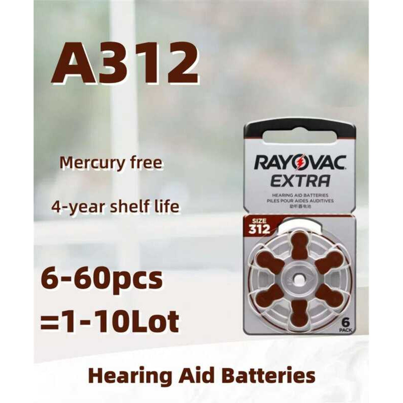 แบตเตอรี่ Rayovac Performance Aid ขนาด 1.45V 312 312A A312 PR41 ซิงค์แอร์ สำหรับ BTE CIC จำนวน 6-60 ชิ้น