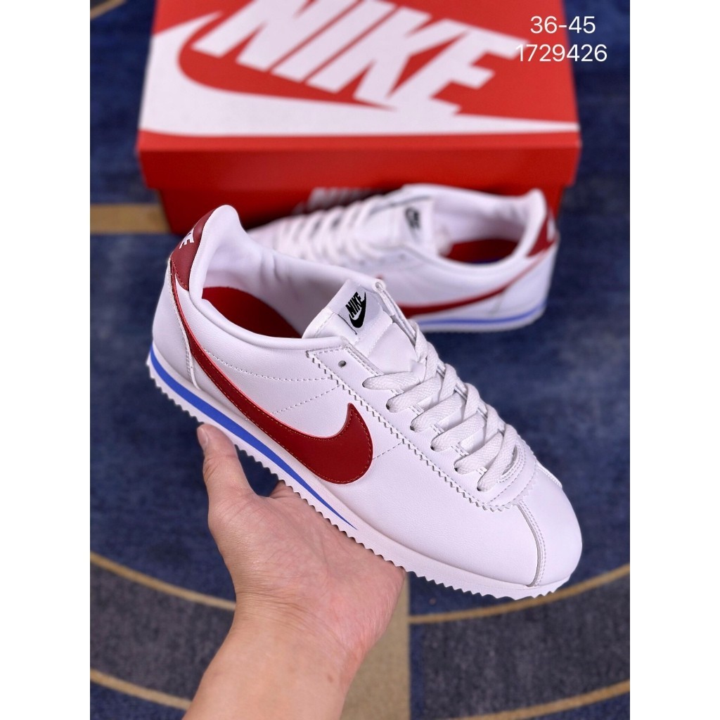 ฟิกเกอร์ Nike Classic Cortez Leather Forrest Gump Retro Sports Shoes Men Women Shoes Running Shoes