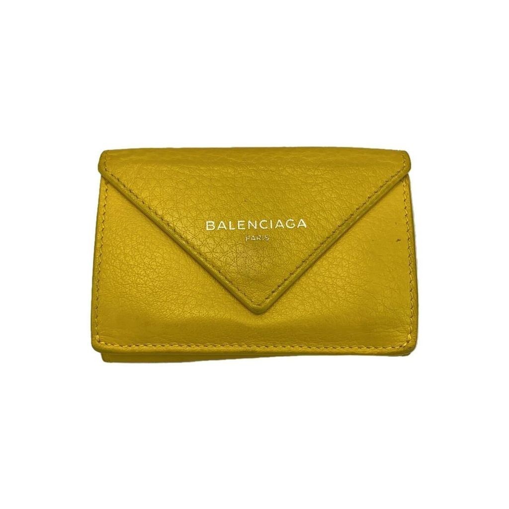 Balenciaga Bi-fold Wallet Papier Mini 391446 หนังเหลือง ส่งตรงจากญี่ปุ่น มือสอง
