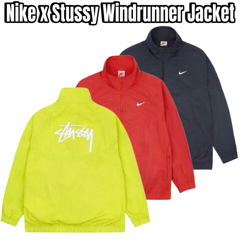nb ♞Nike x Stussy Windrunner Jacket Off Noir/Habanero Red  CT4310-045/CT4310-634/CT4310-308  - preo