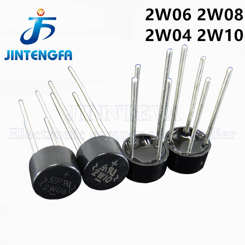 10pcs 2W10 2W08 2W06 2W04 DIP 4Pin 2A 1000V 1KV ไดโอดสะพาน Rectifier Circular Rectifier
