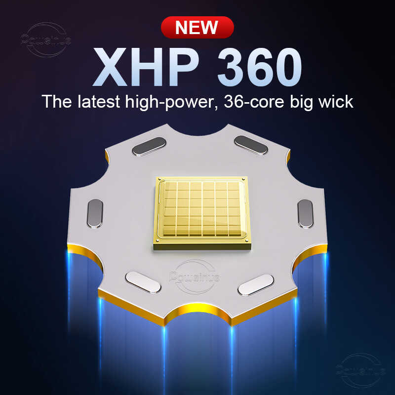 ➧ ไฟฉายพลังสูง XHP 360ที่มีประสิทธิภาพสูงชาร์จไฟได้ส