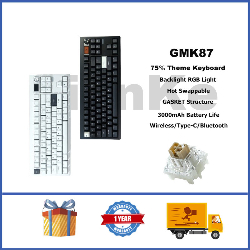 Gmk87 คีย์บอร์ดไร้สาย 75% RGB Hot Swappable GASKET ปรับแต่ง VIA พร้อมหน้าจอ