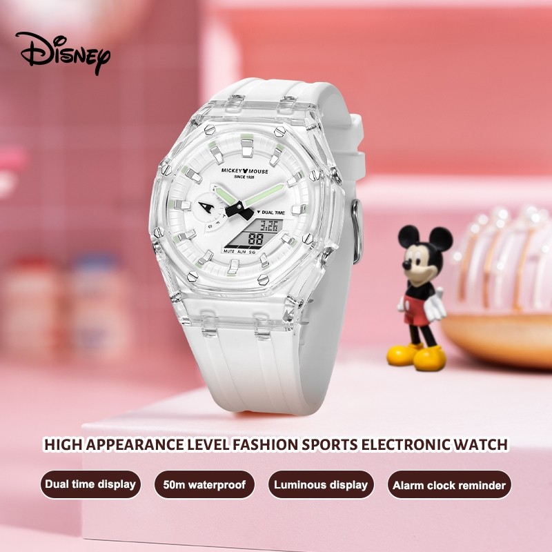 Disney Disney ของแท้อย่างเป็นทางการ Mickey Mouse Co-Branded แฟชั่นน่ารัก All-Match นาฬิกาสุภาพสตรีก