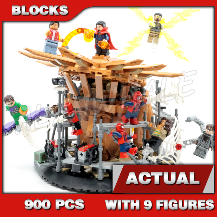 900 ชิ้น Super Heroes Avengers Spider-man ฐาน Final Battle ป้อมทราย 70106 ชุดบล็อกตัวต่อเข้ากันได้กั