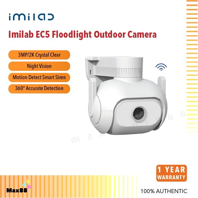 อย่างเป็นทางการImilab Ec5 Floodlight กล้อง 2K กันน้ํากลางแจ้งสมาร์ท Wi-Fi Mi Home App link IP Cam 1