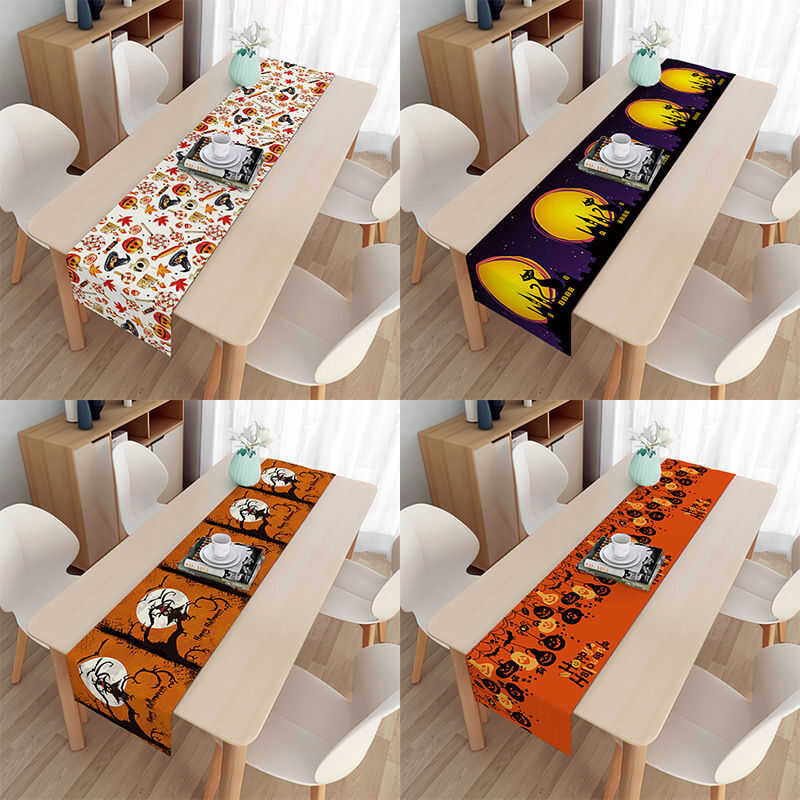 Stock Ready Halloween Fabric Table Runner Table Cover Festival Gift TV Cabinet Decoration Table Clo